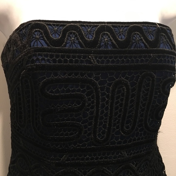 BCBG Navy Velvet/Tulle Formal Gown - Picture 5 of 8